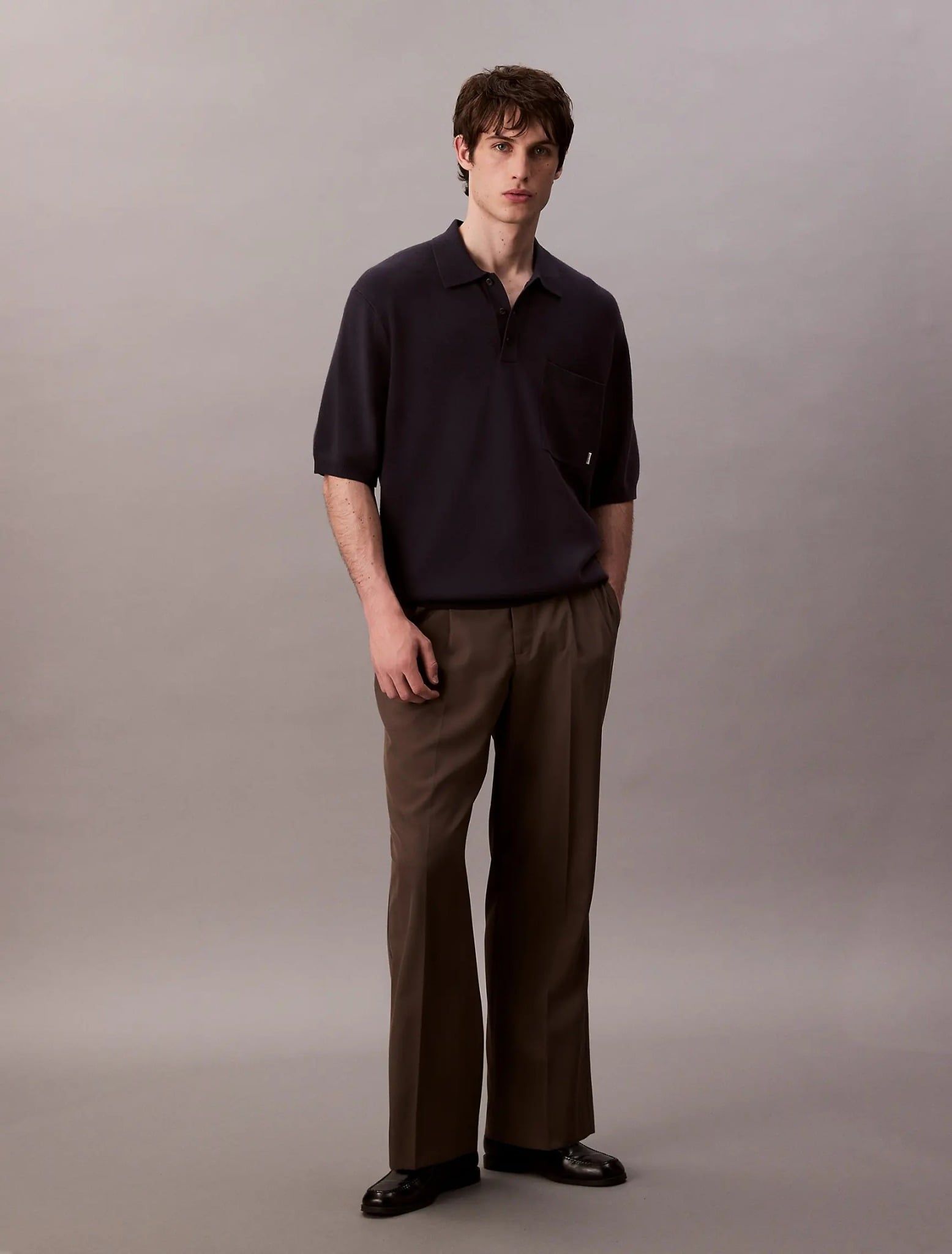 Calvin Klein - Áo polo dệt kim nam Tech Knit Boxy Polo Sweater