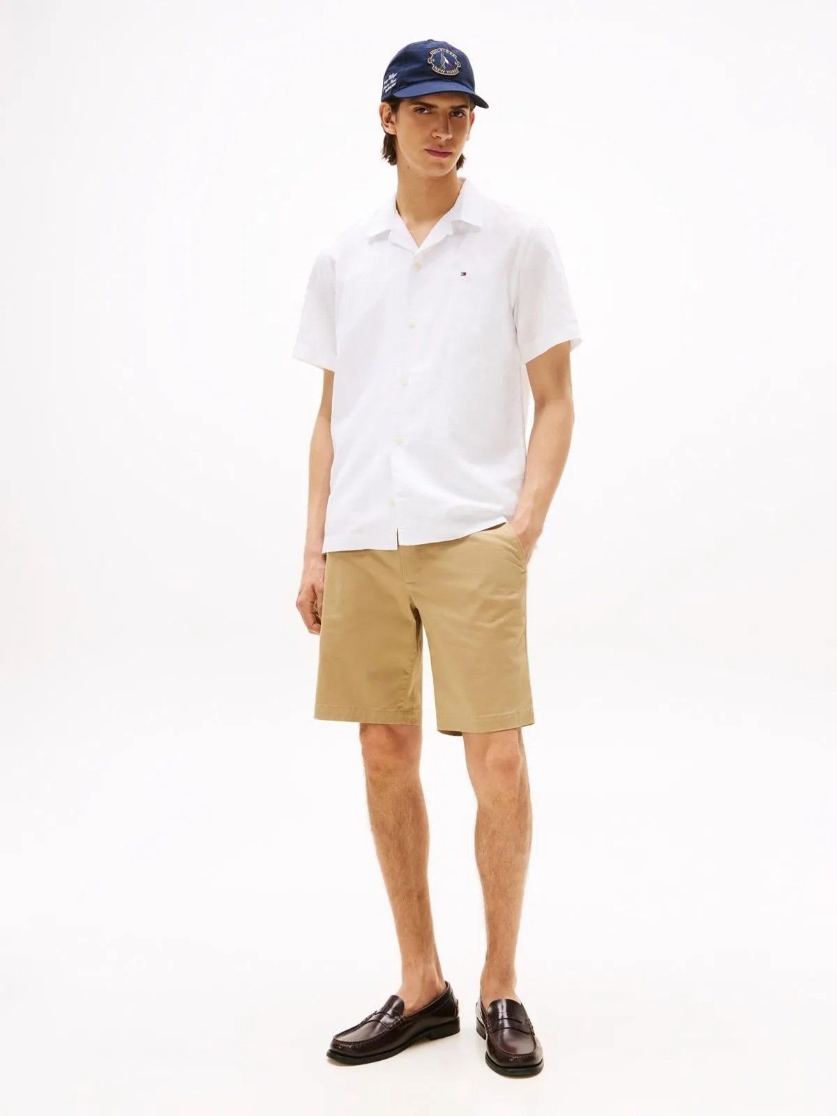 Tommy Hilfiger - Áo sơ mi tay ngắn nam TH Linen Blend Solid Shirt