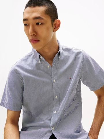 Tommy Hilfiger - Áo sơ mi tay ngắn nam Lightweight Poplin Stripe Shirt