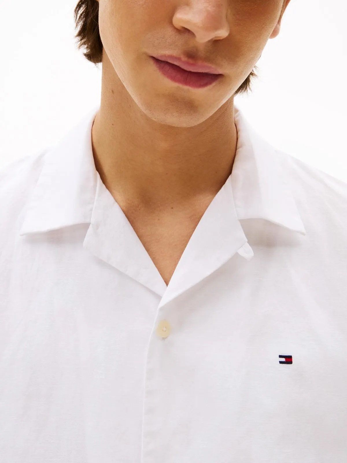 Tommy Hilfiger - Áo sơ mi tay ngắn nam TH Linen Blend Solid Shirt