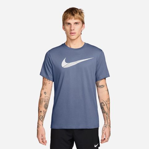 Nike - Áo thun tay ngắn tập luyện Nam Men's Nike Dri-Fit Swoosh Fitness T-Shirt - Blue