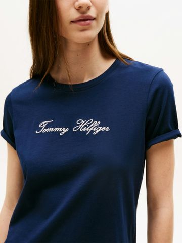 Tommy Hilfiger - Áo thun tay ngắn nữ Logo Embroidery Crew Neck T-Shirt