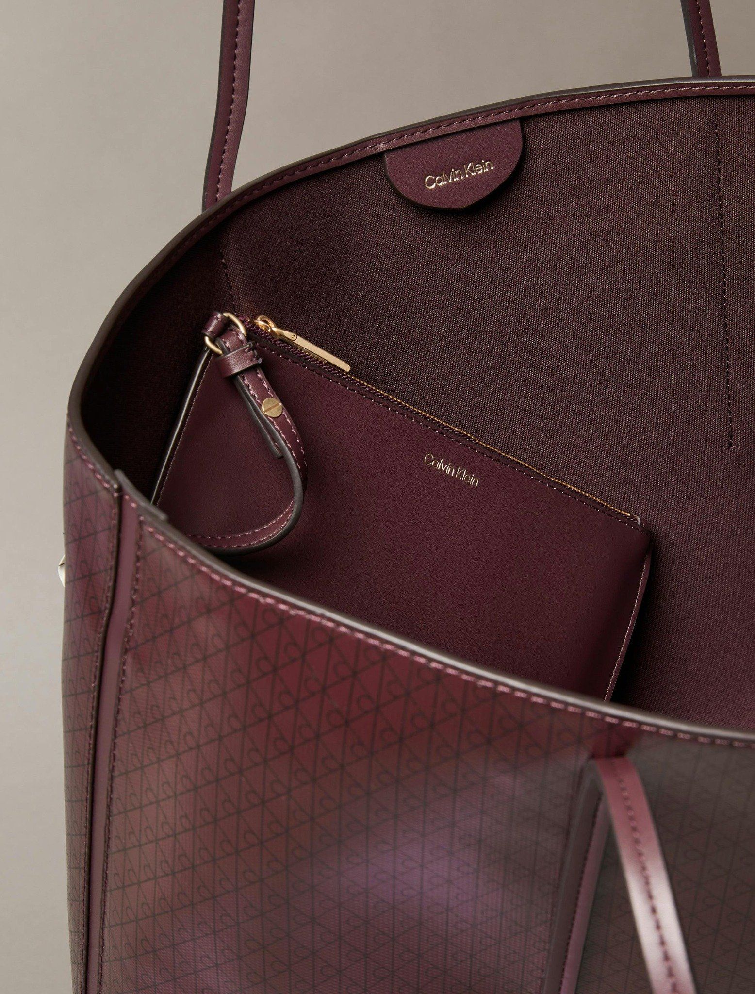 Calvin Klein - Túi xách nữ Allover Monogram Logo Tote Bag with Pouch