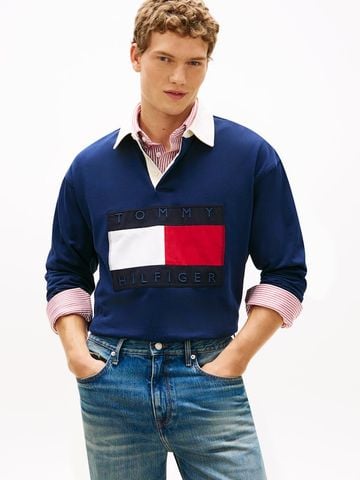 Tommy Hilfiger - Áo Sweatshirt Nam Flag Logo Relaxed Rugby Shirt