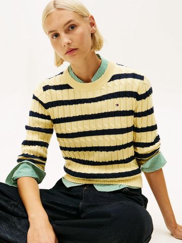Tommy Hilfiger - Áo len tay dài nữ Cable Knit Crew Neck Jumper - 3