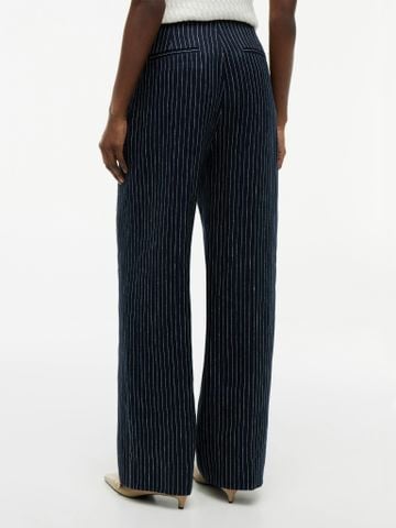 Tommy Hilfiger - Quần Vải Nữ Pinstripe Gold-Tone Button Wide Leg Trousers With Linen - 3