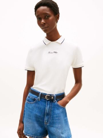 Tommy Hilfiger - Áo polo tay ngắn nữ TH Script Regular Slim Polo