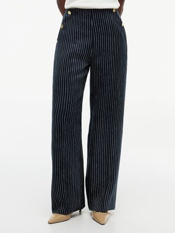 Tommy Hilfiger - Quần Vải Nữ Pinstripe Gold-Tone Button Wide Leg Trousers With Linen