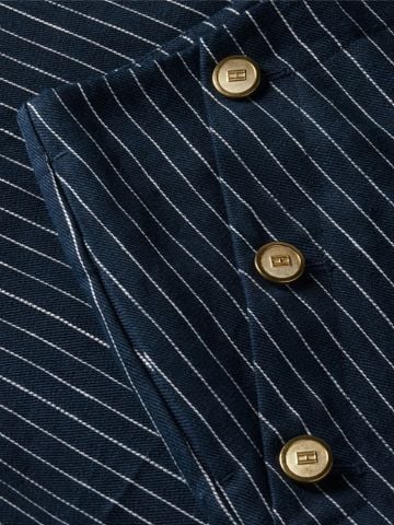 Tommy Hilfiger - Quần Vải Nữ Pinstripe Gold-Tone Button Wide Leg Trousers With Linen - 4