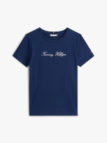 Tommy Hilfiger - Áo thun tay ngắn nữ Logo Embroidery Crew Neck T-Shirt - 4