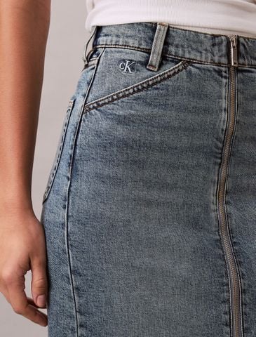 Calvin Klein - Váy jean nữ Front Zip Denim Skirt