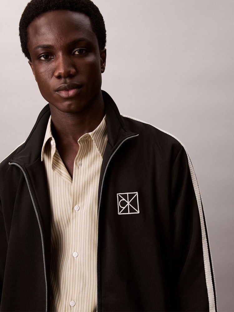 Calvin Klein - Áo khoác dệt kim nam Double Knit Relaxed Track Jacket