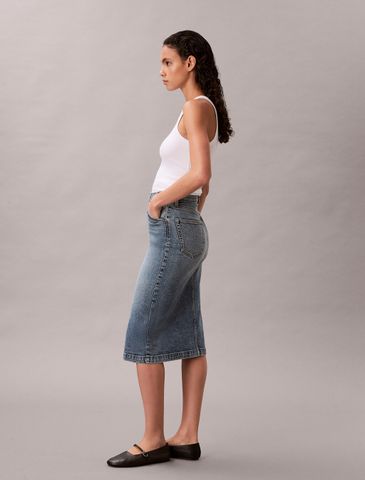 Calvin Klein - Váy jean nữ Front Zip Denim Skirt