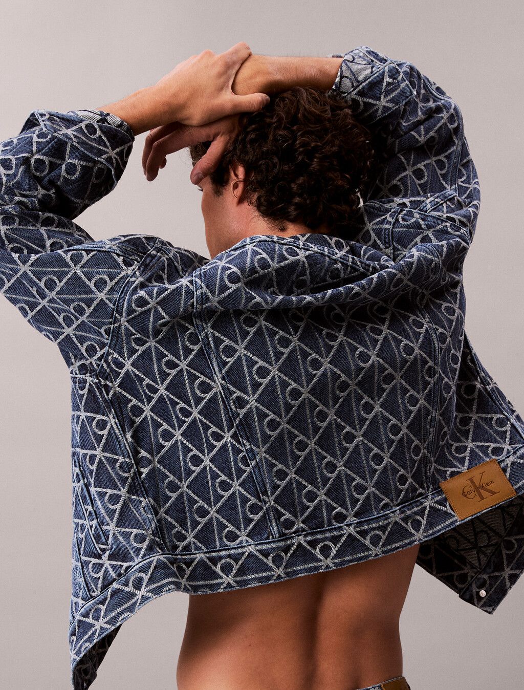 Calvin Klein - Áo khoác jeans nam Allover Logo 90's Denim Jacket