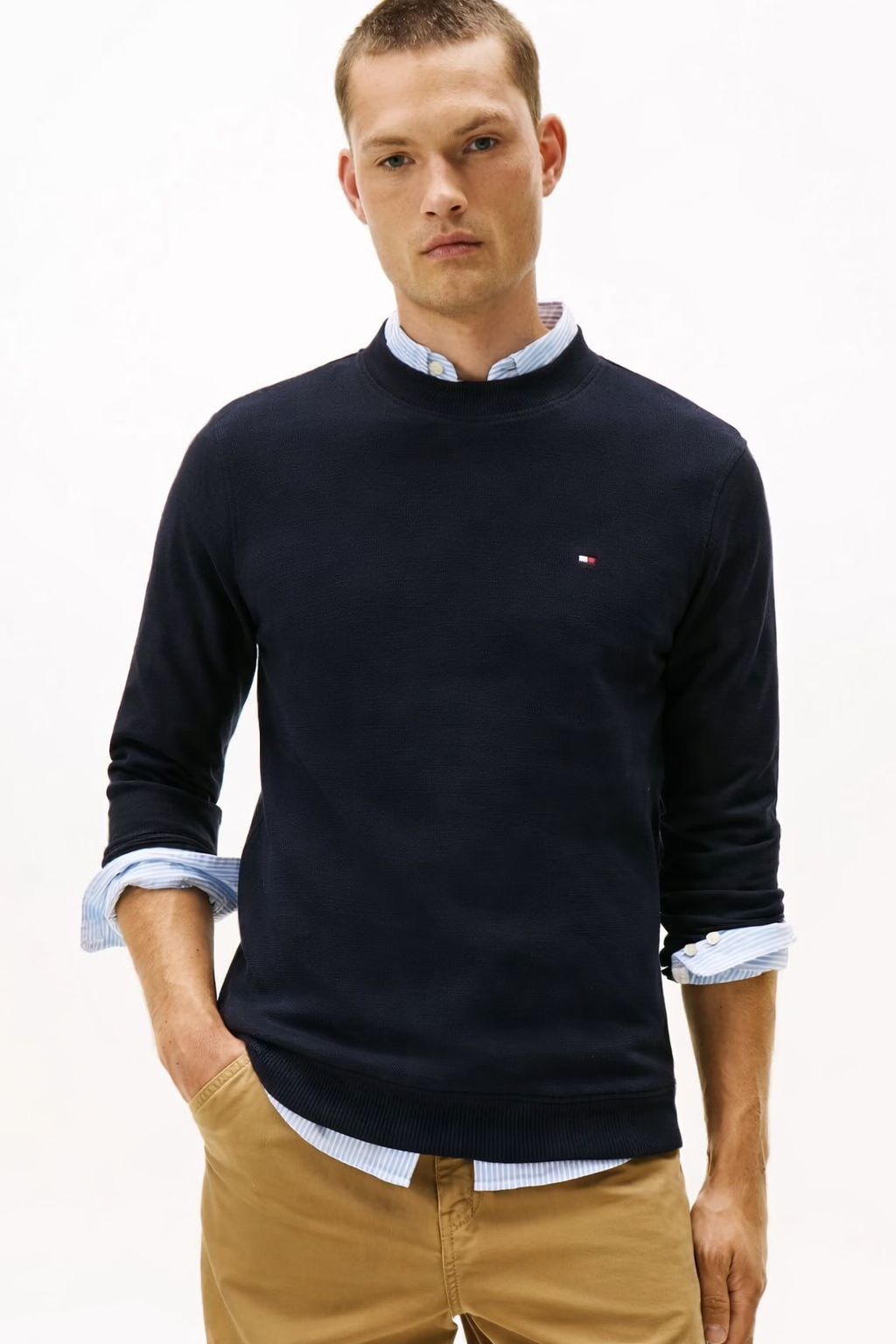 Tommy Hilfiger - Áo len tay dài nam Mercerized Jacquard Long Sleeve Tee