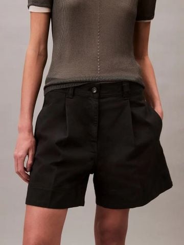 Calvin Klein - Quần ngắn nữ Cotton Stretch Twill Pleated Bermuda Shorts
