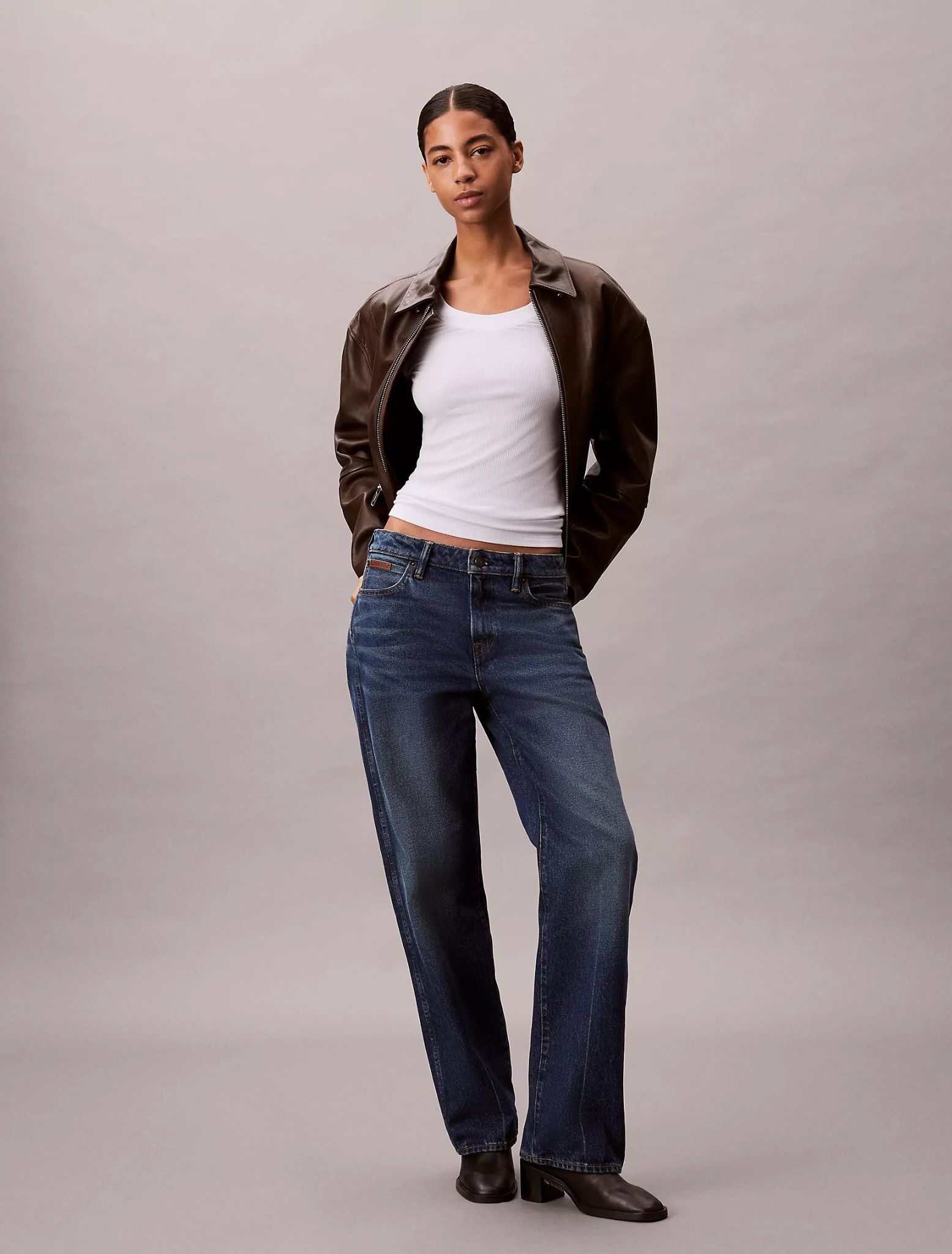 Calvin Klein - Áo tay dài dệt kim nữ Modal Stretch Rib Slim T-Shirt