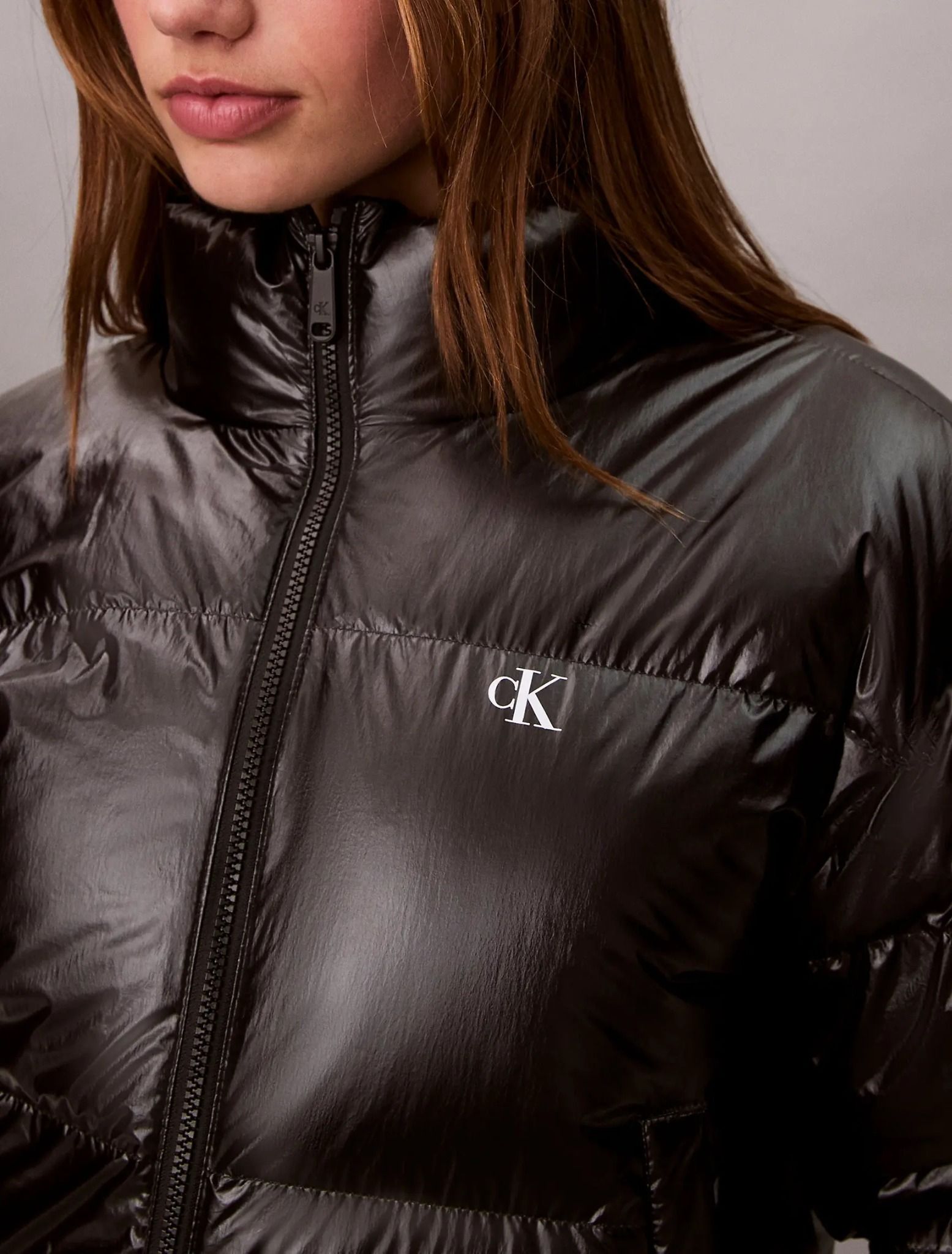Calvin Klein - Áo phao lông vũ nữ High-Shine Crop Puffer Jacket