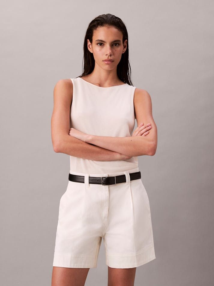 Calvin Klein - Quần ngắn nữ Cotton Stretch Pleated Shorts