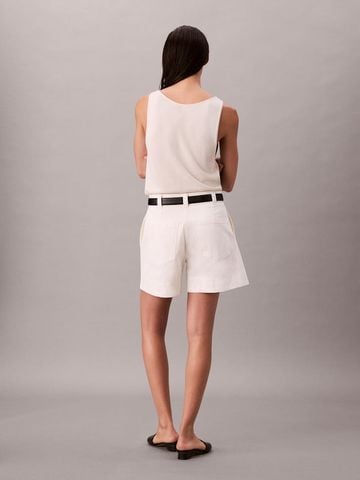 Calvin Klein - Quần ngắn nữ Cotton Stretch Pleated Shorts - 4