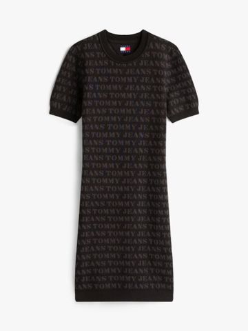 Tommy Hilfiger - Đầm Tay Ngắn Nữ Tommy Jeans All Over Print Spellout Sweater Dress