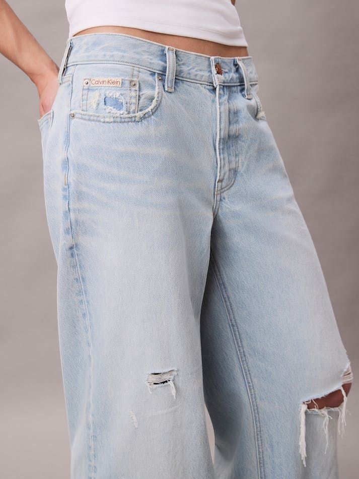 Calvin Klein - Quần jeans ống rộng nữ CK Low Rise Baggy Jeans