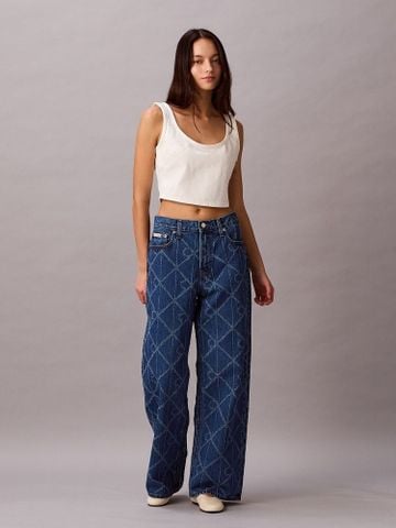 Calvin Klein - Áo ba lỗ nữ Denim Allover Monogram Cropped Tank Top - 4