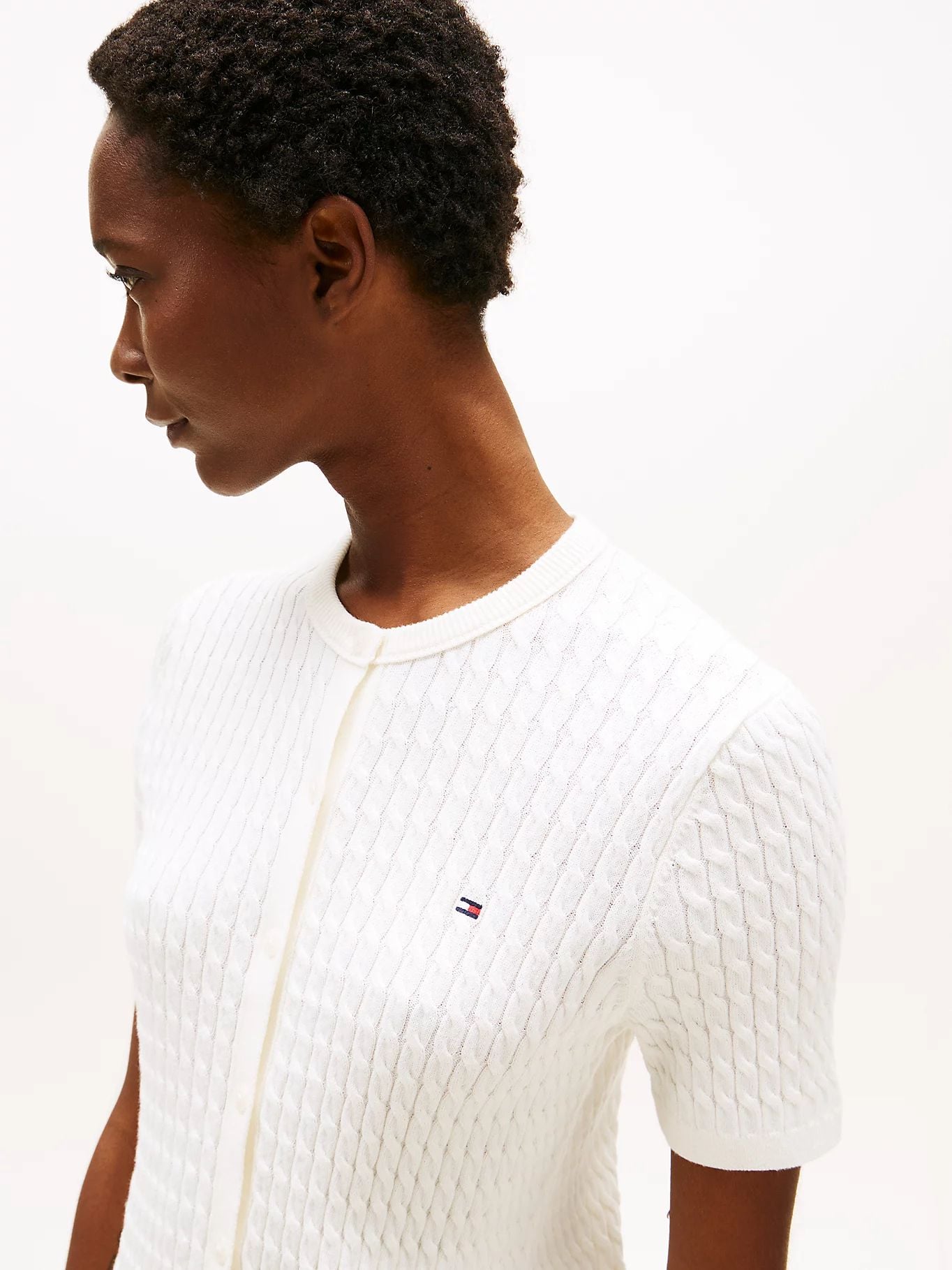 Tommy Hilfiger - Áo khoác len tay ngắn nữ Cable Knit Short Sleeve Cardigan