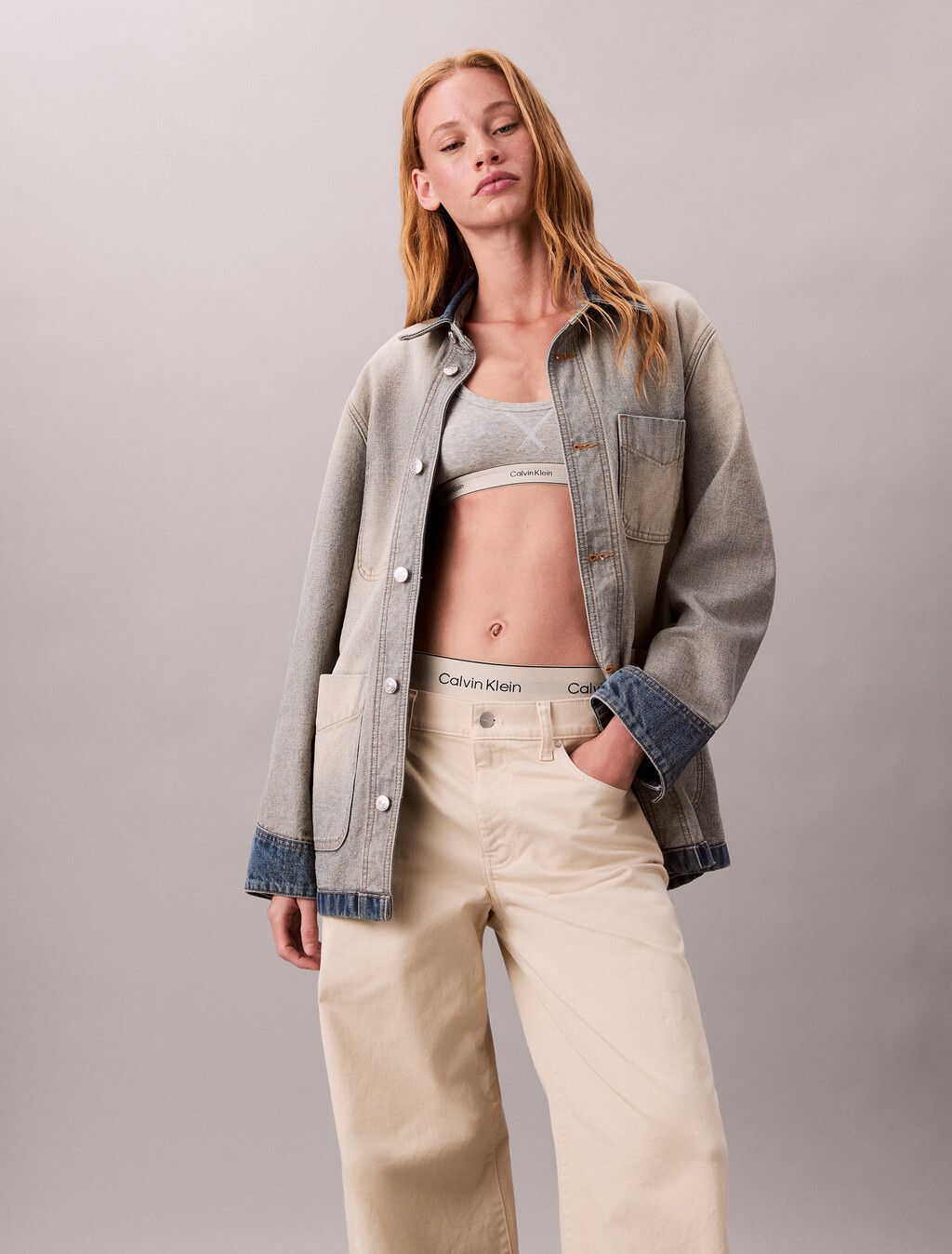 Calvin Klein - Quần kaki ống rộng nữ Super Wide Leg Twill Trousers