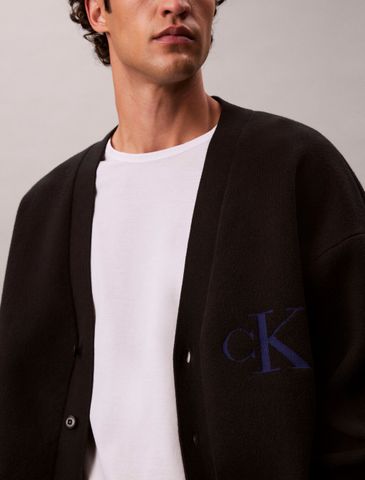 Calvin Klein - Áo khoác len nam Cotton Blend Monogram Logo Relaxed Cardigan - 2