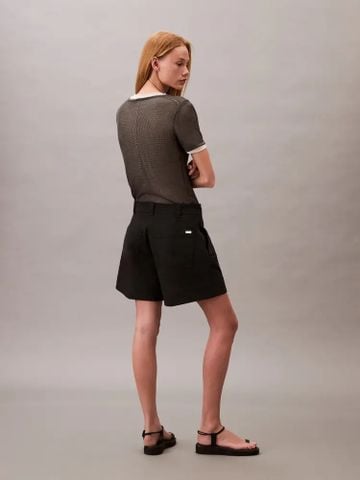 Calvin Klein - Quần ngắn nữ Cotton Stretch Twill Pleated Bermuda Shorts - 2