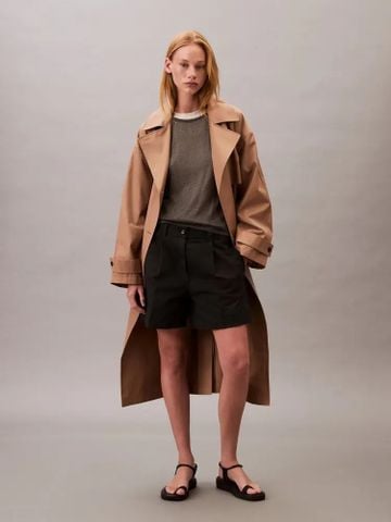 Calvin Klein - Quần ngắn nữ Cotton Stretch Twill Pleated Bermuda Shorts - 4