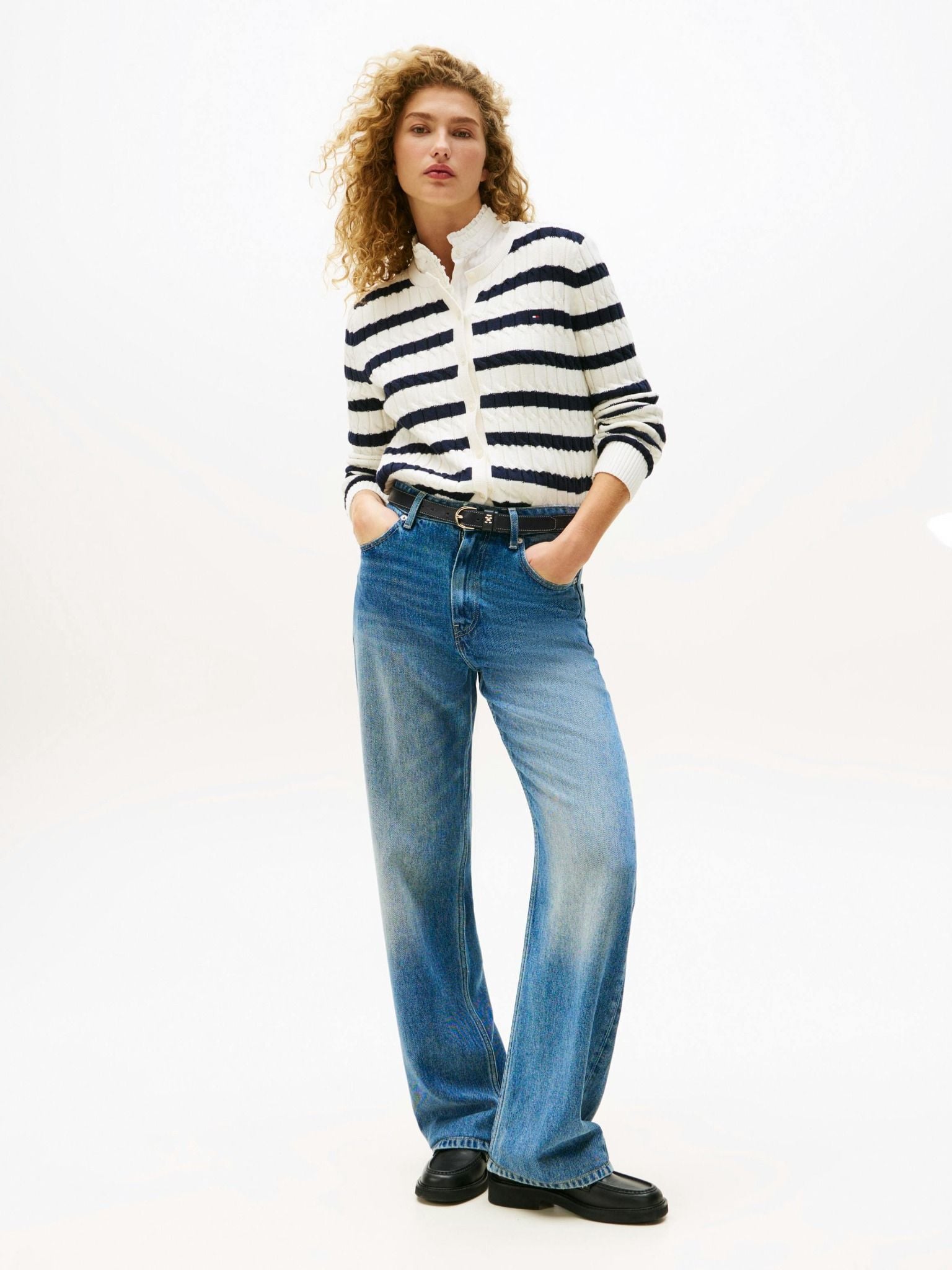 Tommy Hilfiger - Áo khoác len mỏng tay dài nữ Cable Knit Cardigan