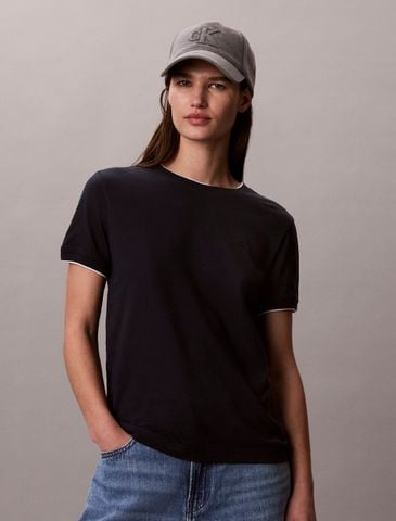 Calvin Klein - Áo Thun Tay Ngắn Nữ Contrast Trim Cotton Modal Tee