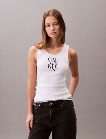 Calvin Klein - Áo ba lỗ nữ Logo Graphic Ribbed Tank Top