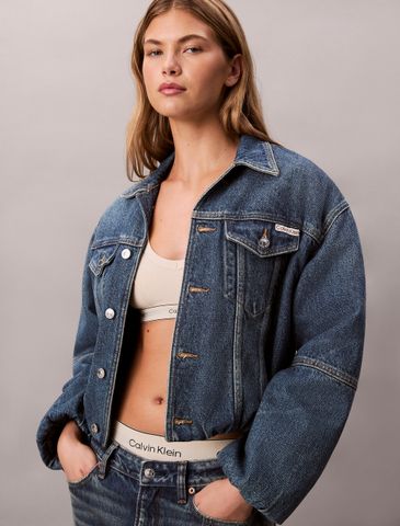 Calvin Klein - Áo khoác jeans nữ Denim Bubble Jacket