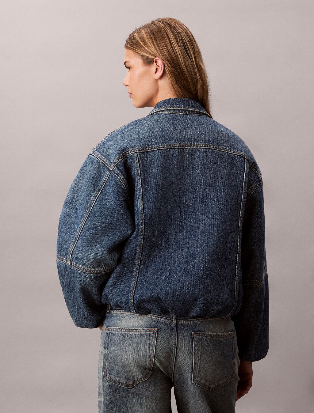Calvin Klein - Áo khoác jeans nữ Denim Bubble Jacket