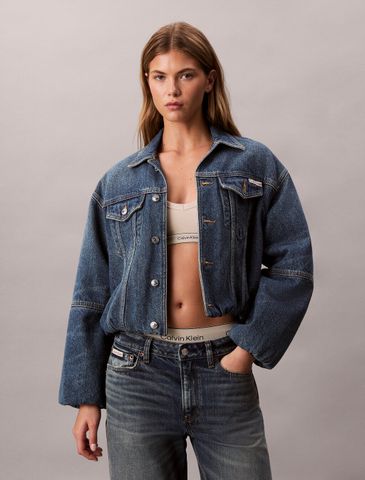 Calvin Klein - Áo khoác jeans nữ Denim Bubble Jacket
