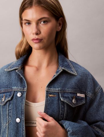 Calvin Klein - Áo khoác jeans nữ Denim Bubble Jacket