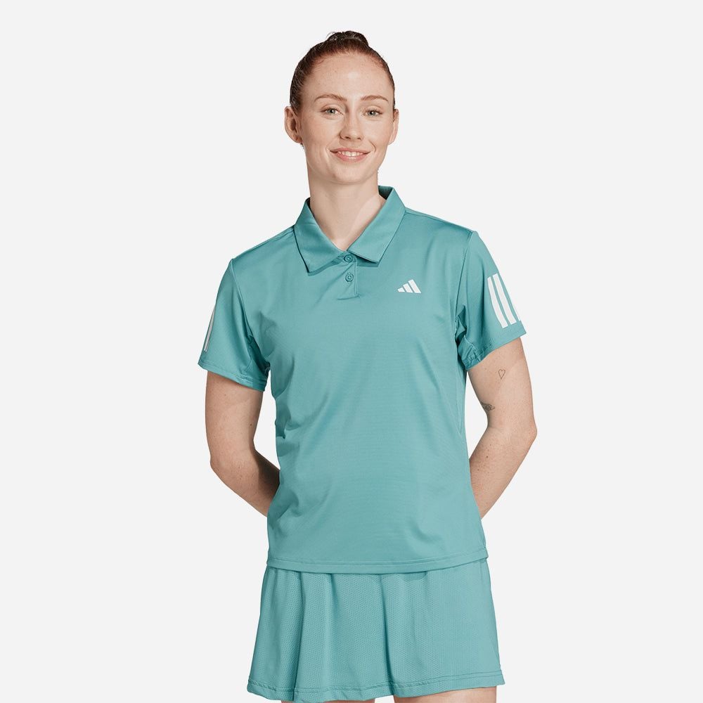 adidas - Áo thun có cổ quần vợt Nữ Women's Adidas Club Tennis Climacool 3-Stripes Polo Shirt - Blue