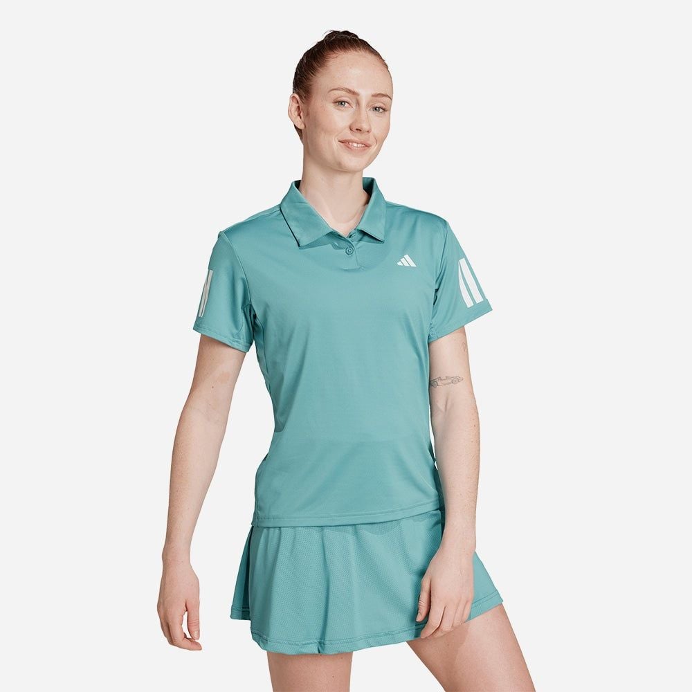 adidas - Áo thun có cổ quần vợt Nữ Women's Adidas Club Tennis Climacool 3-Stripes Polo Shirt - Blue