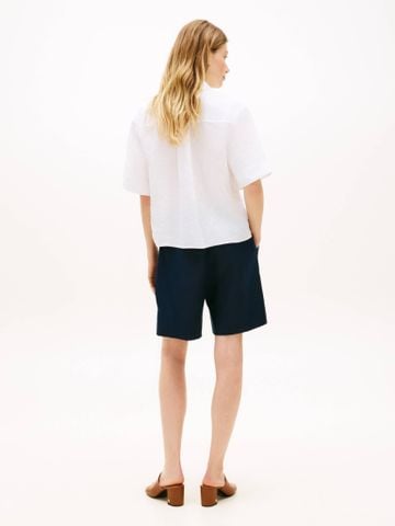 Tommy Hilfiger - Áo Sơ Mi Nữ Essential Linen Short Sleeve Shirt