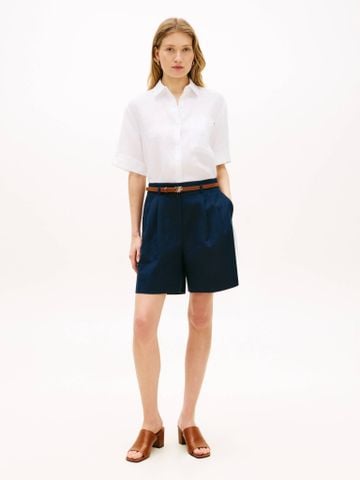 Tommy Hilfiger - Áo Sơ Mi Nữ Essential Linen Short Sleeve Shirt