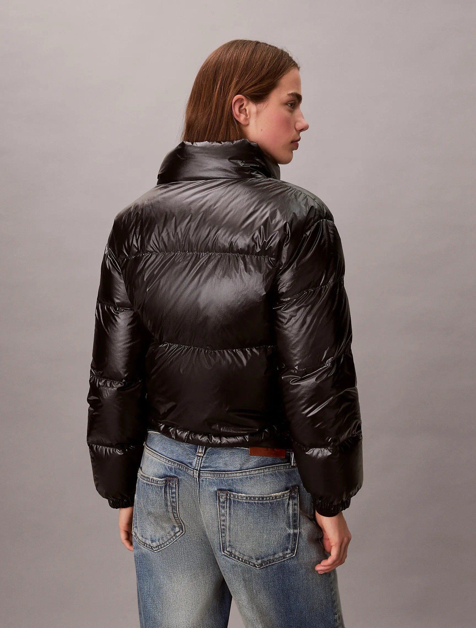 Calvin Klein - Áo phao lông vũ nữ High-Shine Crop Puffer Jacket