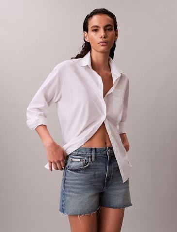 Calvin Klein - Quần Jean Ngắn Nữ 90s Signature Frayed Denim Short