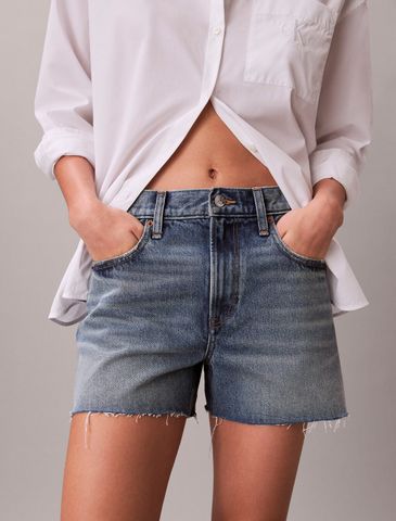 Calvin Klein - Quần Jean Ngắn Nữ 90s Signature Frayed Denim Short