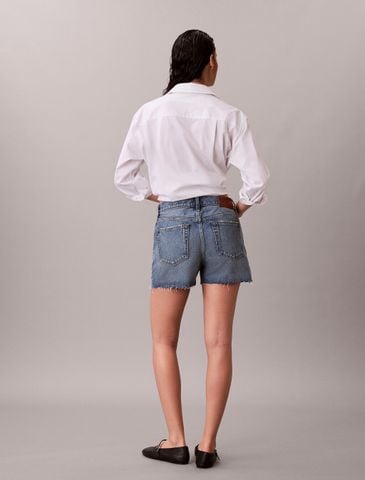 Calvin Klein - Quần Jean Ngắn Nữ 90s Signature Frayed Denim Short
