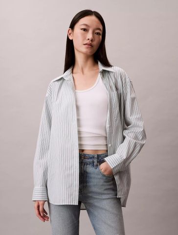 Calvin Klein - Áo sơ mi nữ Yarn-Dyed Stripe Button-Down Shirt