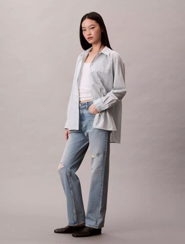 Calvin Klein - Áo sơ mi nữ Yarn-Dyed Stripe Button-Down Shirt - 2