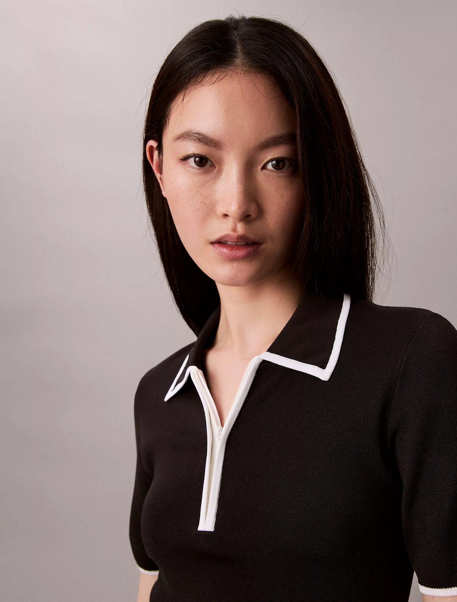 Calvin Klein - Áo len nữ Quarter Zip Classic Polo Shirt